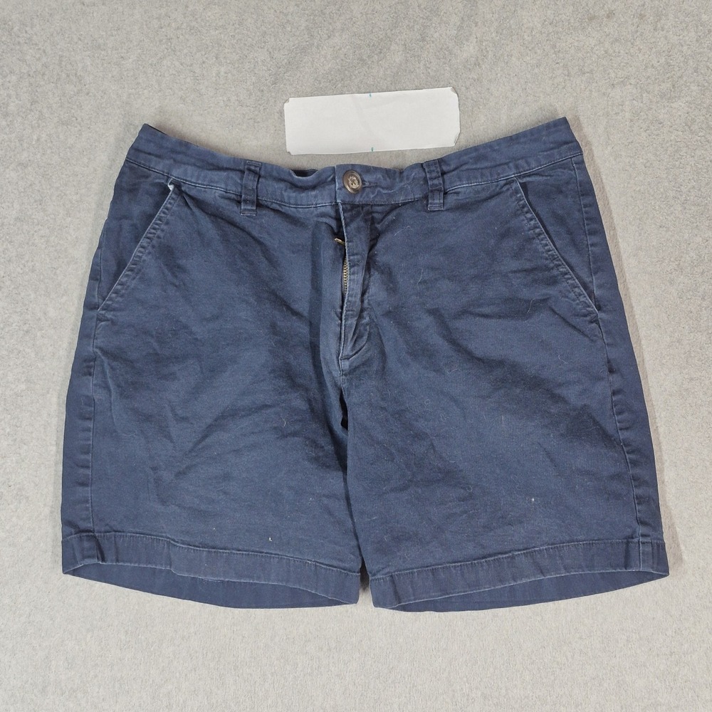 Chubbies Men Shorts 32 Navy Blue Chino Casual 5" Inseam Logo Pockets